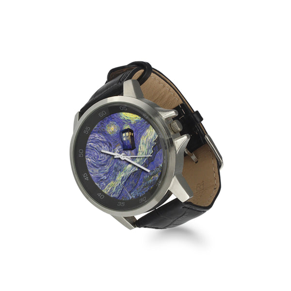 TARDIS Starry Sky Unisex Stainless & Leather Watch