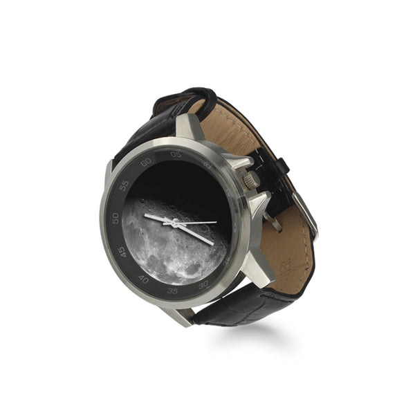 Moon Unisex Stainless & Leather Watch
