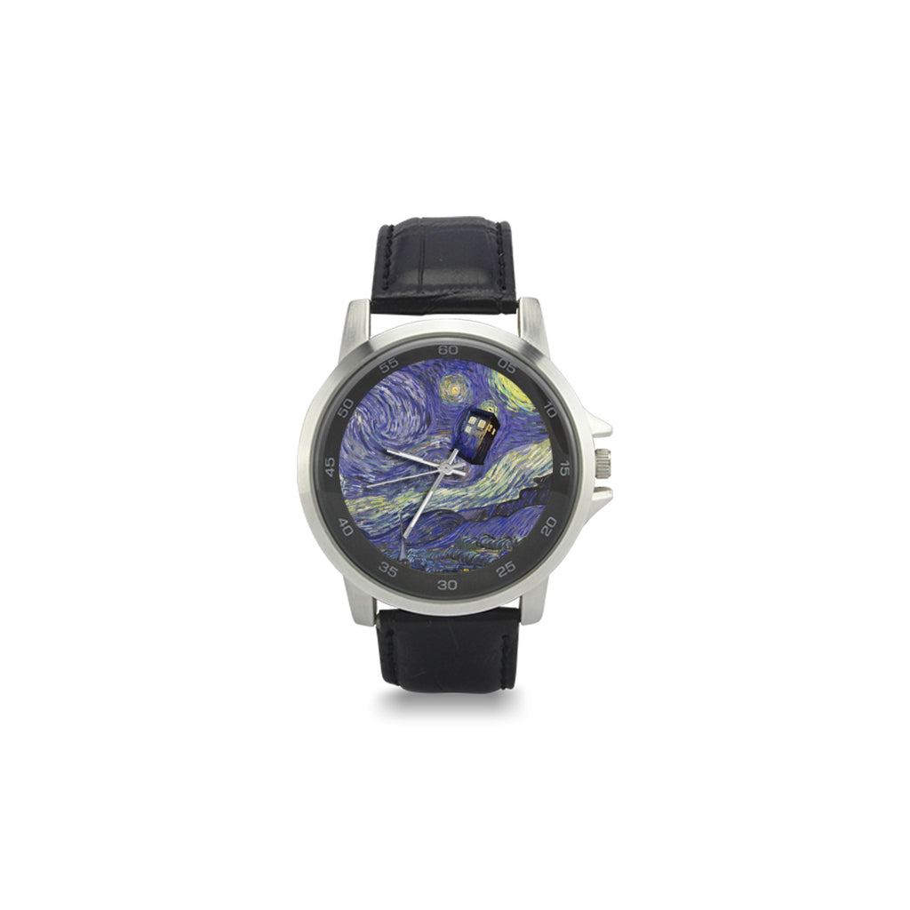 TARDIS Starry Sky Unisex Stainless & Leather Watch