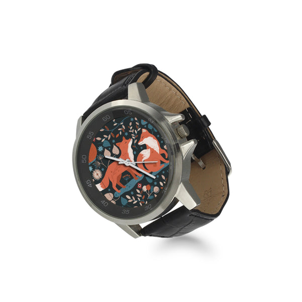Foxes Unisex Stainless & Leather Watch