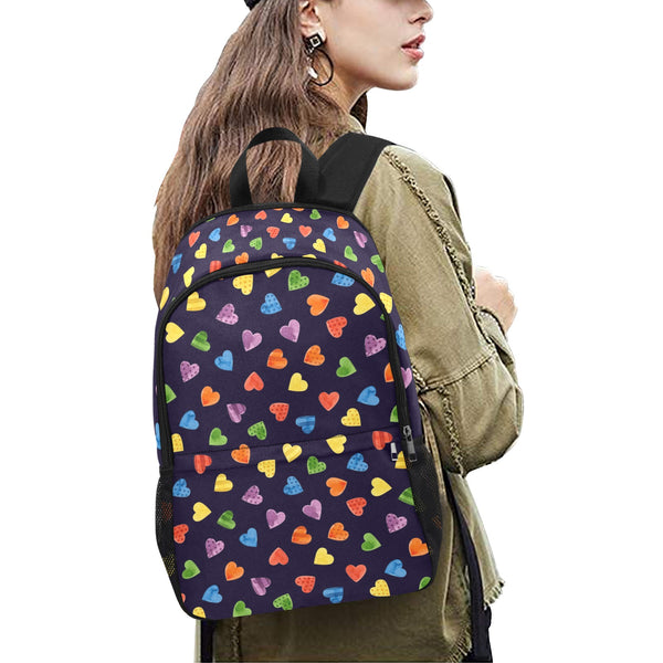 Pride Hearts Classic Backpack with Side Pockets