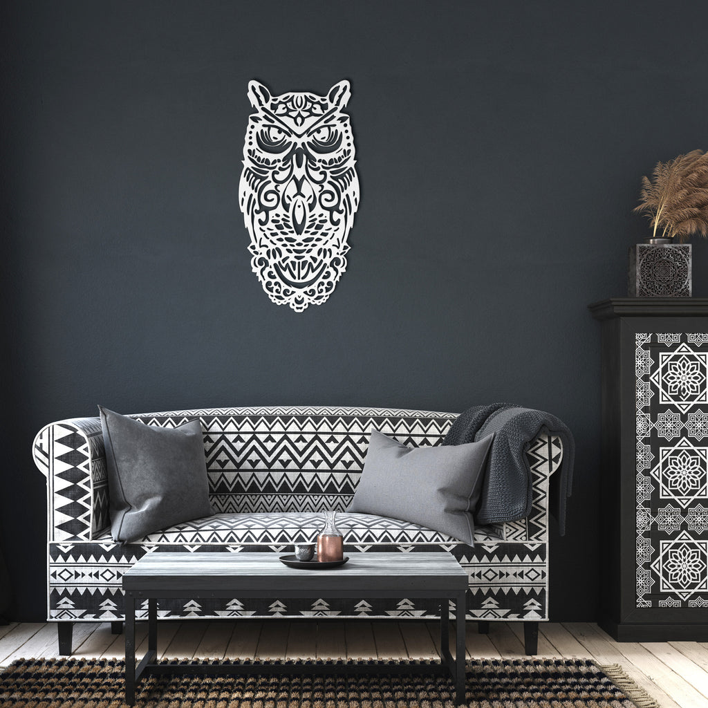 Woodland Mandala Owl Metal Wall Hanging