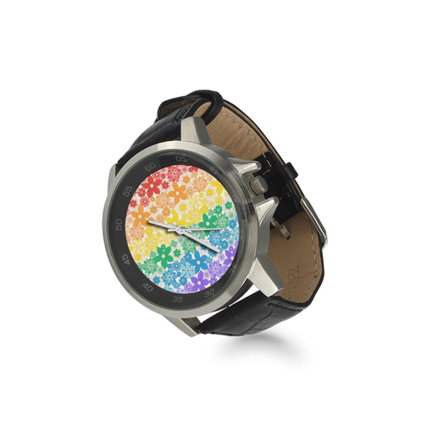 Floral Rainbow Unisex Stainless & Leather Watch