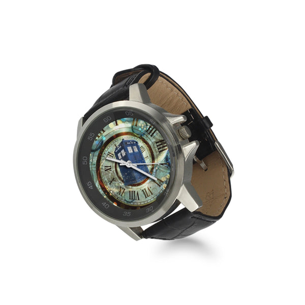 TARDIS in Time Unisex Stainless & Leather Watch