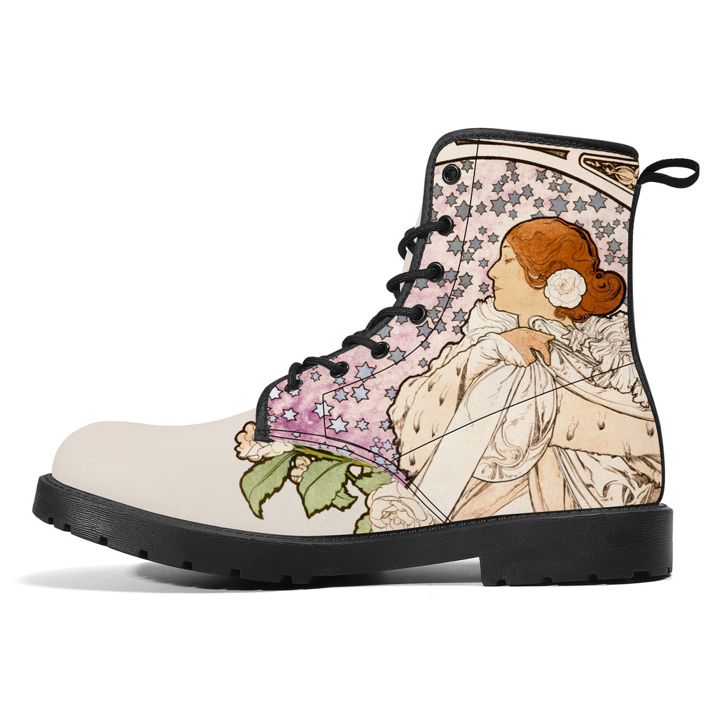 Mucha - Lady of the Camellias Vegan Leather Boots