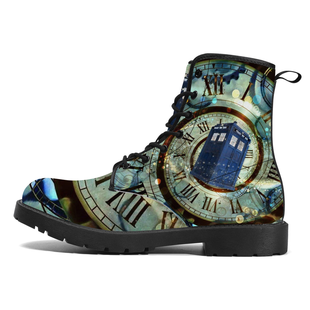 TARDIS in Time Vegan Leather Boots